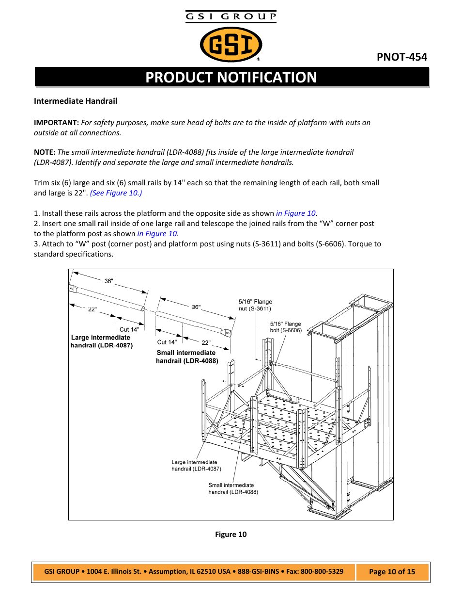 Product notification, Pnot‐454 | Grain Systems Bucket Elevtors, Conveyors, Series II Sweeps PNOT-454 User Manual | Page 10 / 15