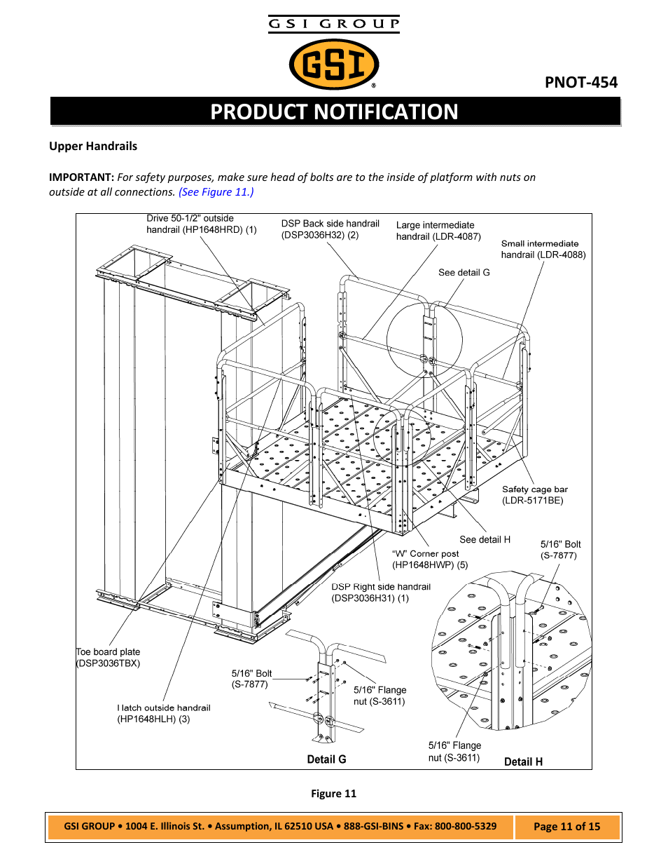 Product notification, Pnot‐454 | Grain Systems Bucket Elevtors, Conveyors, Series II Sweeps PNOT-454 User Manual | Page 11 / 15