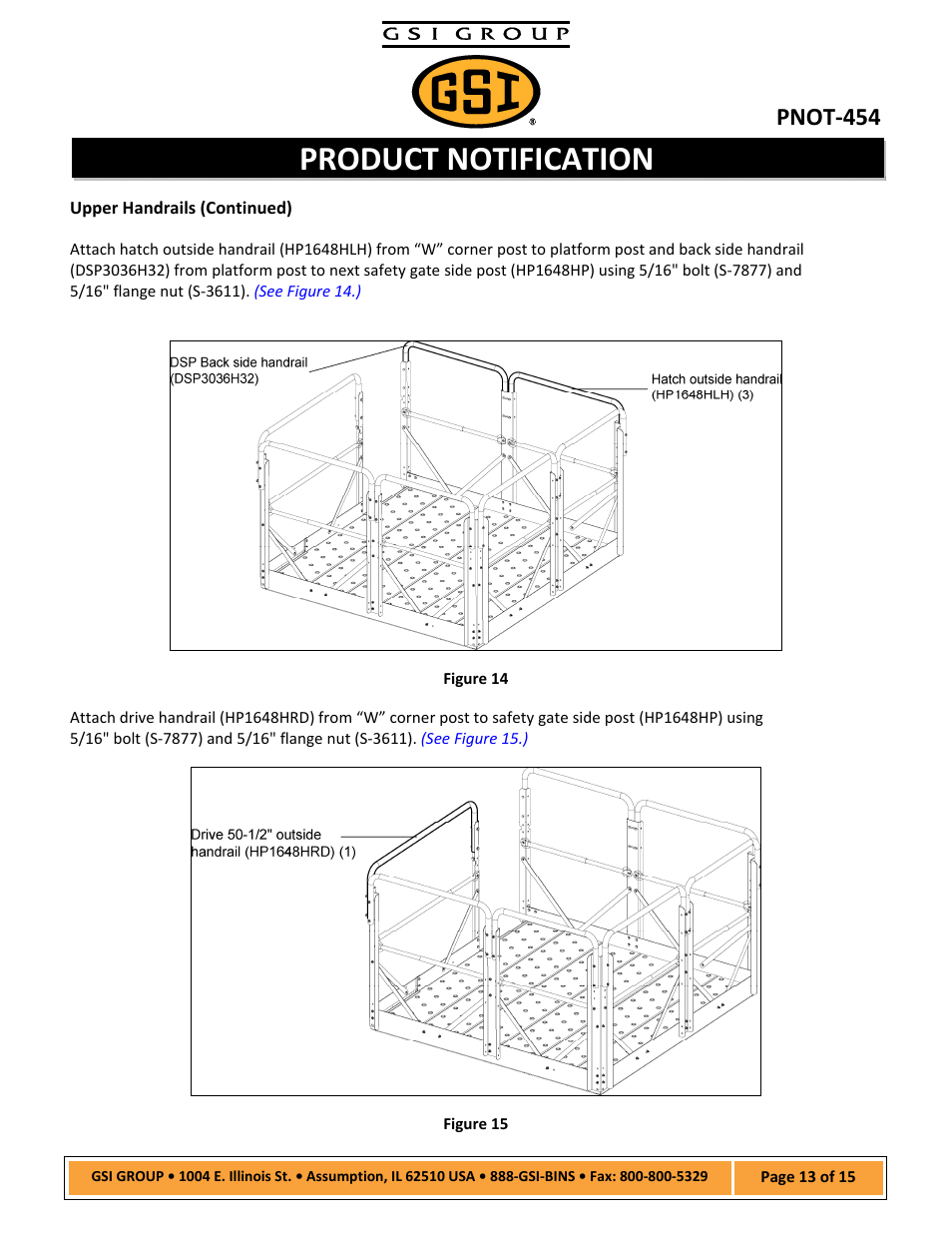 Product notification, Pnot‐454 | Grain Systems Bucket Elevtors, Conveyors, Series II Sweeps PNOT-454 User Manual | Page 13 / 15