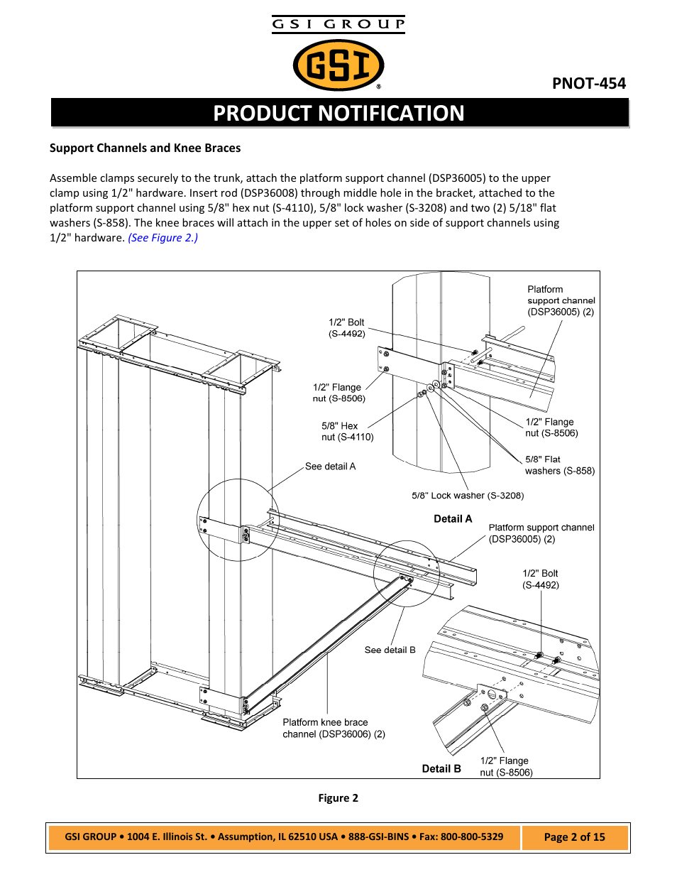 Product notification, Pnot‐454 | Grain Systems Bucket Elevtors, Conveyors, Series II Sweeps PNOT-454 User Manual | Page 2 / 15