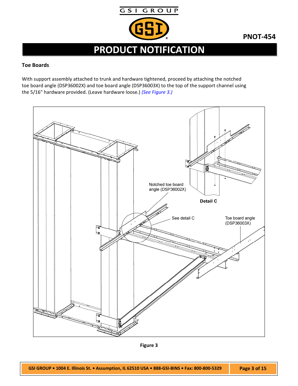 Product notification, Pnot‐454 | Grain Systems Bucket Elevtors, Conveyors, Series II Sweeps PNOT-454 User Manual | Page 3 / 15