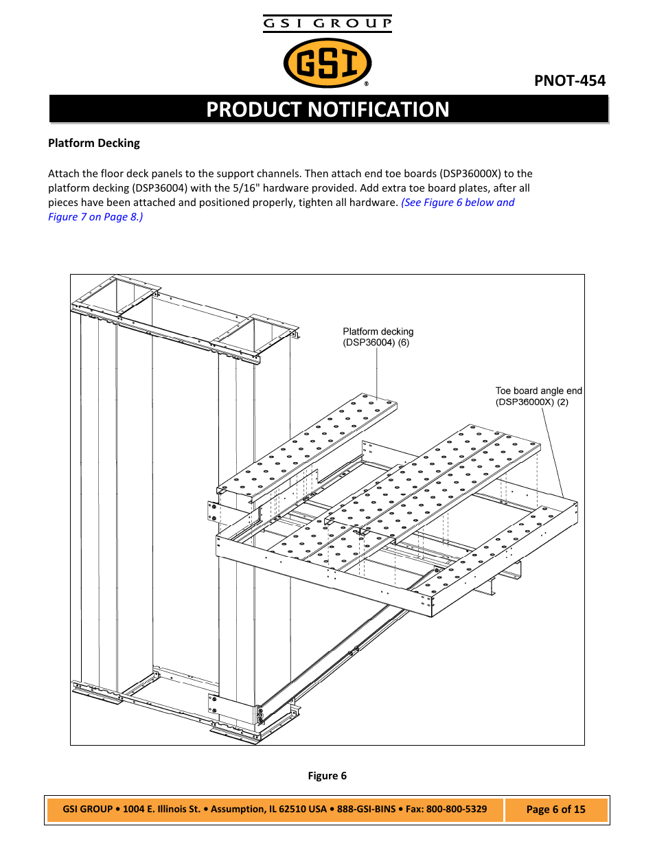 Product notification, Pnot‐454 | Grain Systems Bucket Elevtors, Conveyors, Series II Sweeps PNOT-454 User Manual | Page 6 / 15