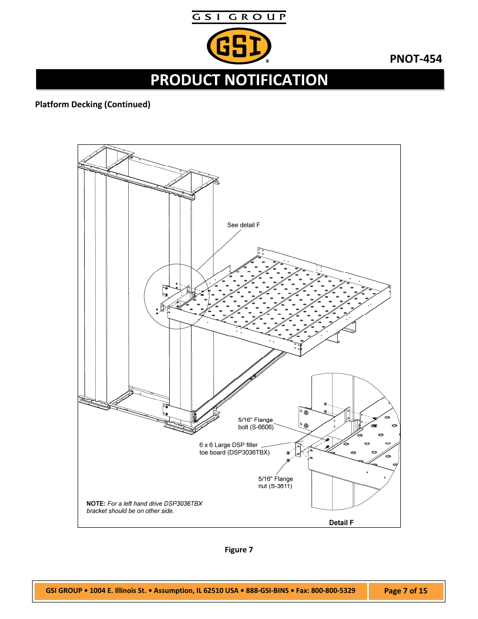 Product notification, Pnot‐454 | Grain Systems Bucket Elevtors, Conveyors, Series II Sweeps PNOT-454 User Manual | Page 7 / 15