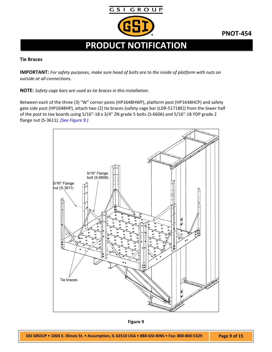 Product notification, Pnot‐454 | Grain Systems Bucket Elevtors, Conveyors, Series II Sweeps PNOT-454 User Manual | Page 9 / 15