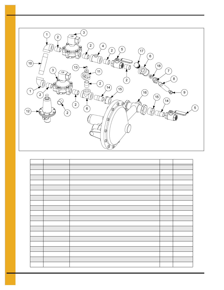 18" vapor/ng pipe train assembly, Parts list, 18" vapor/ng pipe train assembly parts list | Grain Systems PNEG-1775 User Manual | Page 34 / 42