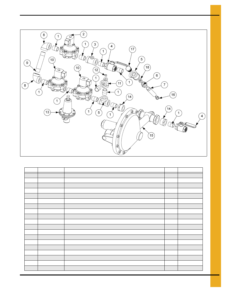 24" and 28" vapor/ng high-low pipe train assembly, Parts list | Grain Systems PNEG-1775 User Manual | Page 39 / 42