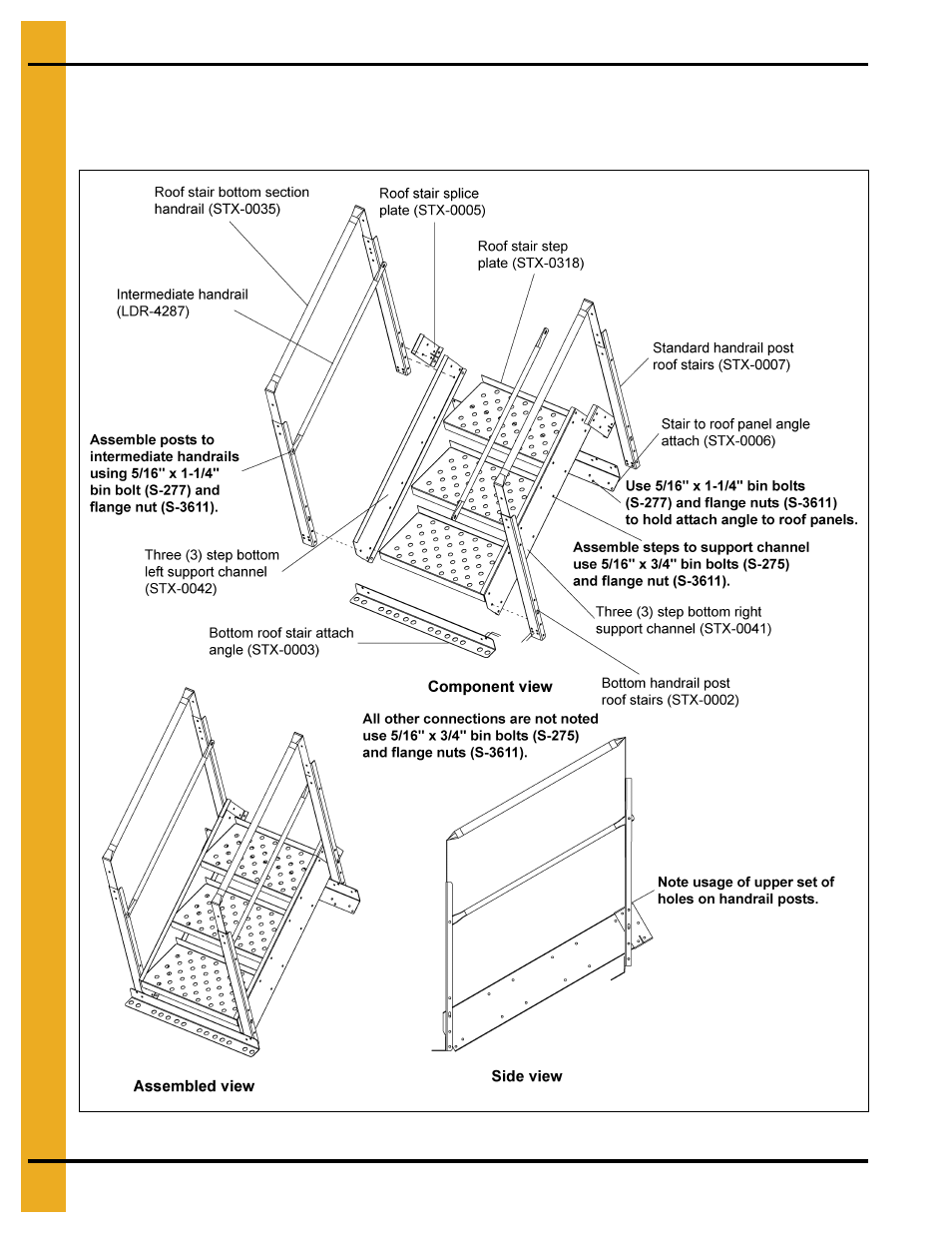 Roof stair sub-assemblies, X” series bottom three (3) step roof stair | Grain Systems Bin Accessories PNEG-1738 User Manual | Page 16 / 54