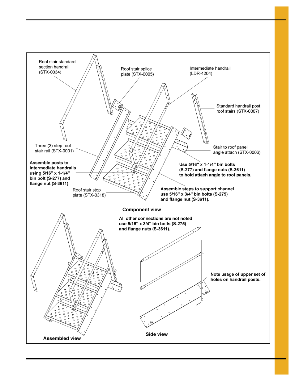 X” series standard three (3) roof stair, Roof stair sub-assemblies (continued) | Grain Systems Bin Accessories PNEG-1738 User Manual | Page 17 / 54