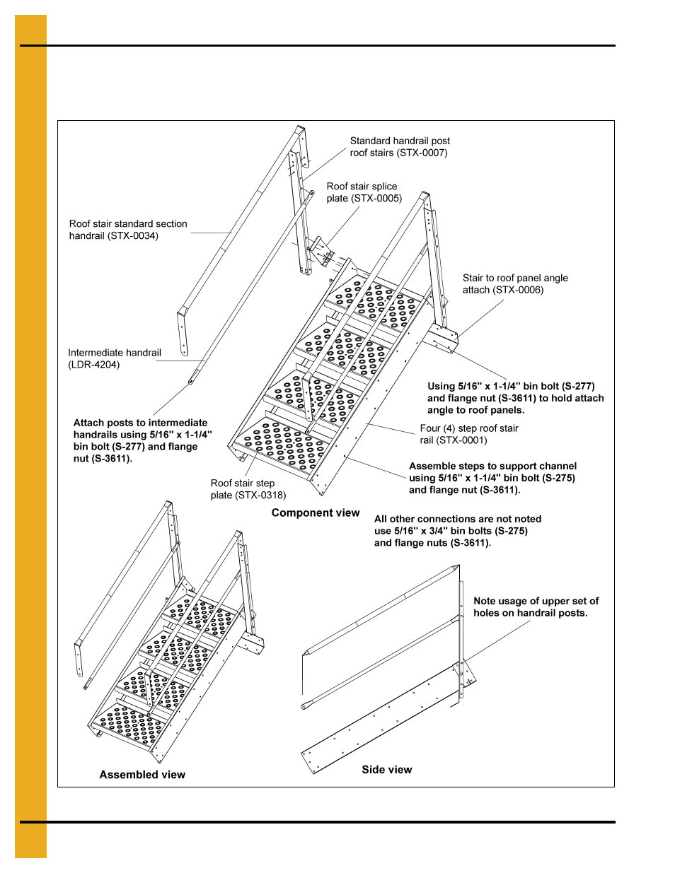 X” series four (4) step roof stair, Roof stair sub-assemblies (continued) | Grain Systems Bin Accessories PNEG-1738 User Manual | Page 18 / 54