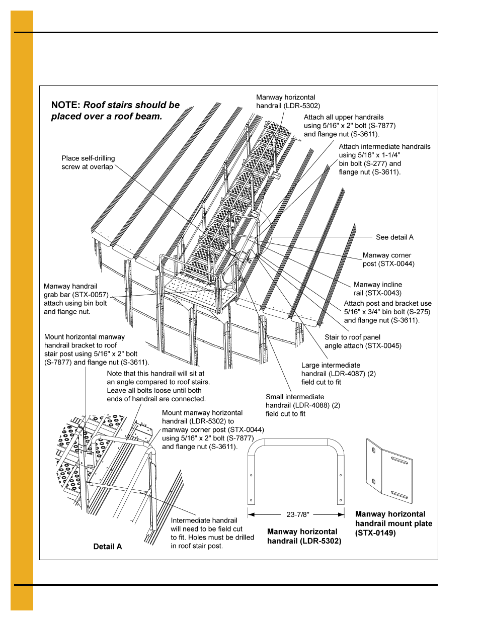 Eave platform and manway guard sub-assemblies, X” series manway guard package | Grain Systems Bin Accessories PNEG-1738 User Manual | Page 22 / 54