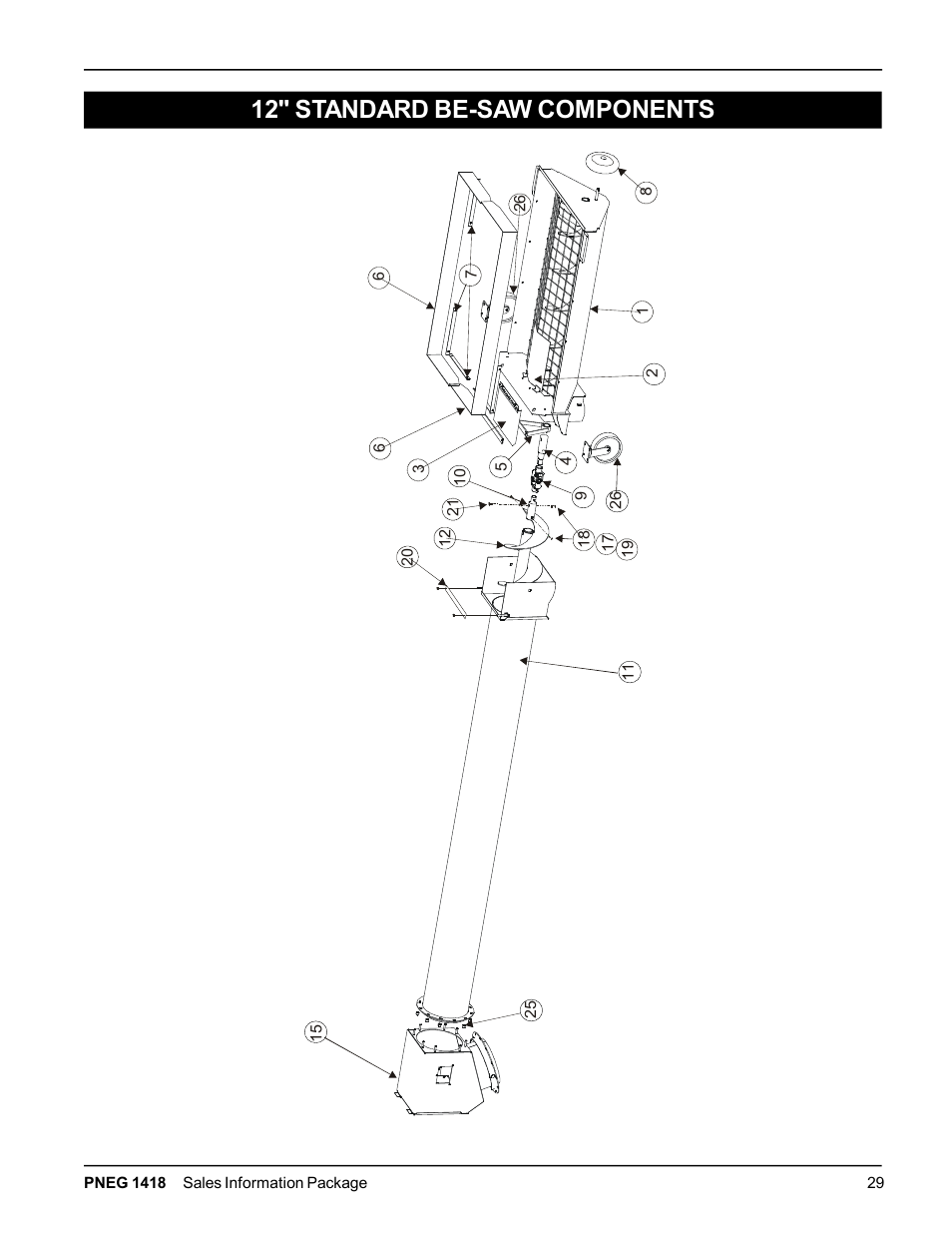 12" standard be­saw components | Grain Systems Bucket Elevtors, Conveyors, Series II Sweeps PNEG-1418 User Manual | Page 29 / 32