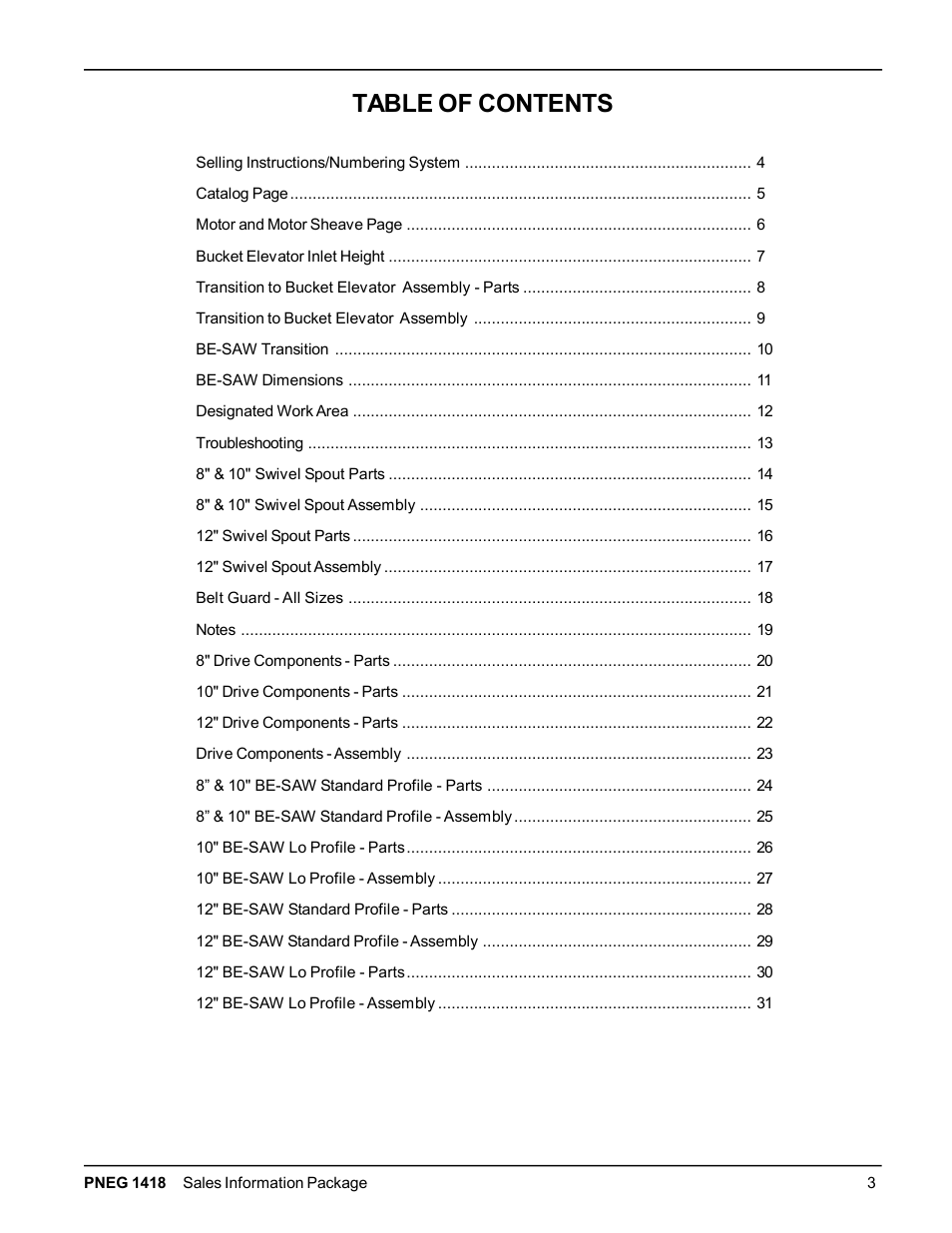 Grain Systems Bucket Elevtors, Conveyors, Series II Sweeps PNEG-1418 User Manual | Page 3 / 32