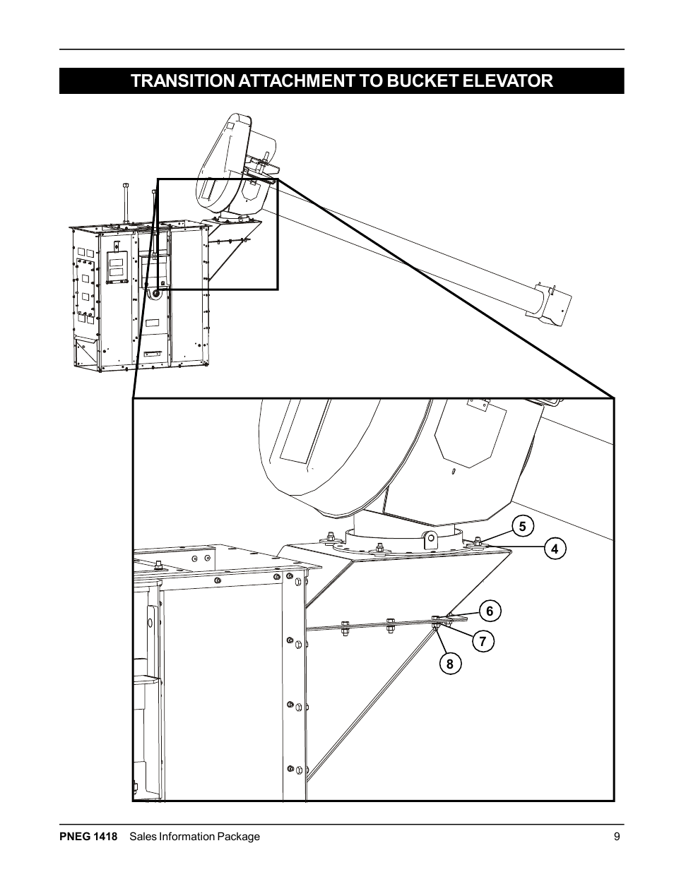 Transition attachment to bucket elevator | Grain Systems Bucket Elevtors, Conveyors, Series II Sweeps PNEG-1418 User Manual | Page 9 / 32