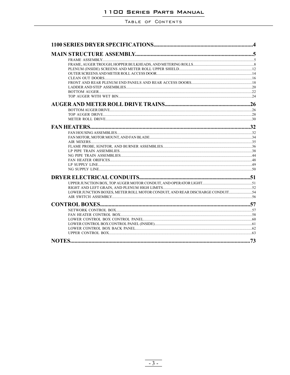 1100 series parts manual | Grain Systems PNEG-1363 User Manual | Page 3 / 75