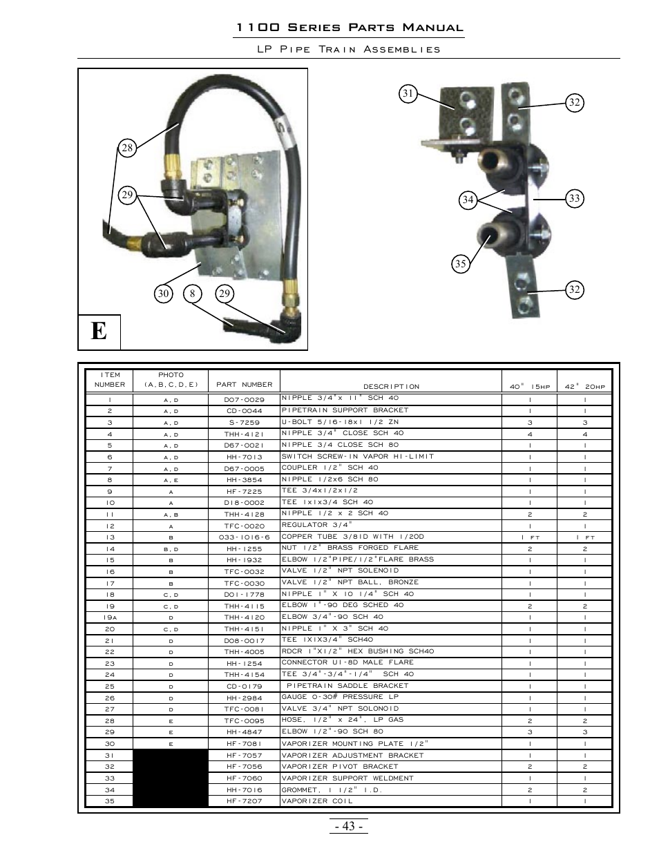 1100 series parts manual, Lp pipe train assemblies | Grain Systems PNEG-1363 User Manual | Page 43 / 75