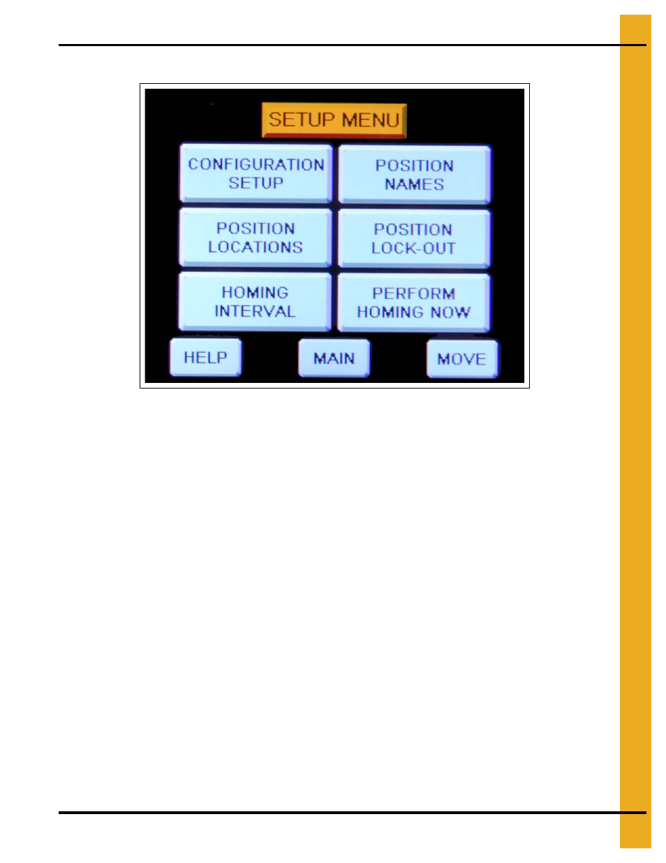 Setup menu screen | Grain Systems Bucket Elevtors, Conveyors, Series II Sweeps PNEG-1895 User Manual | Page 23 / 62