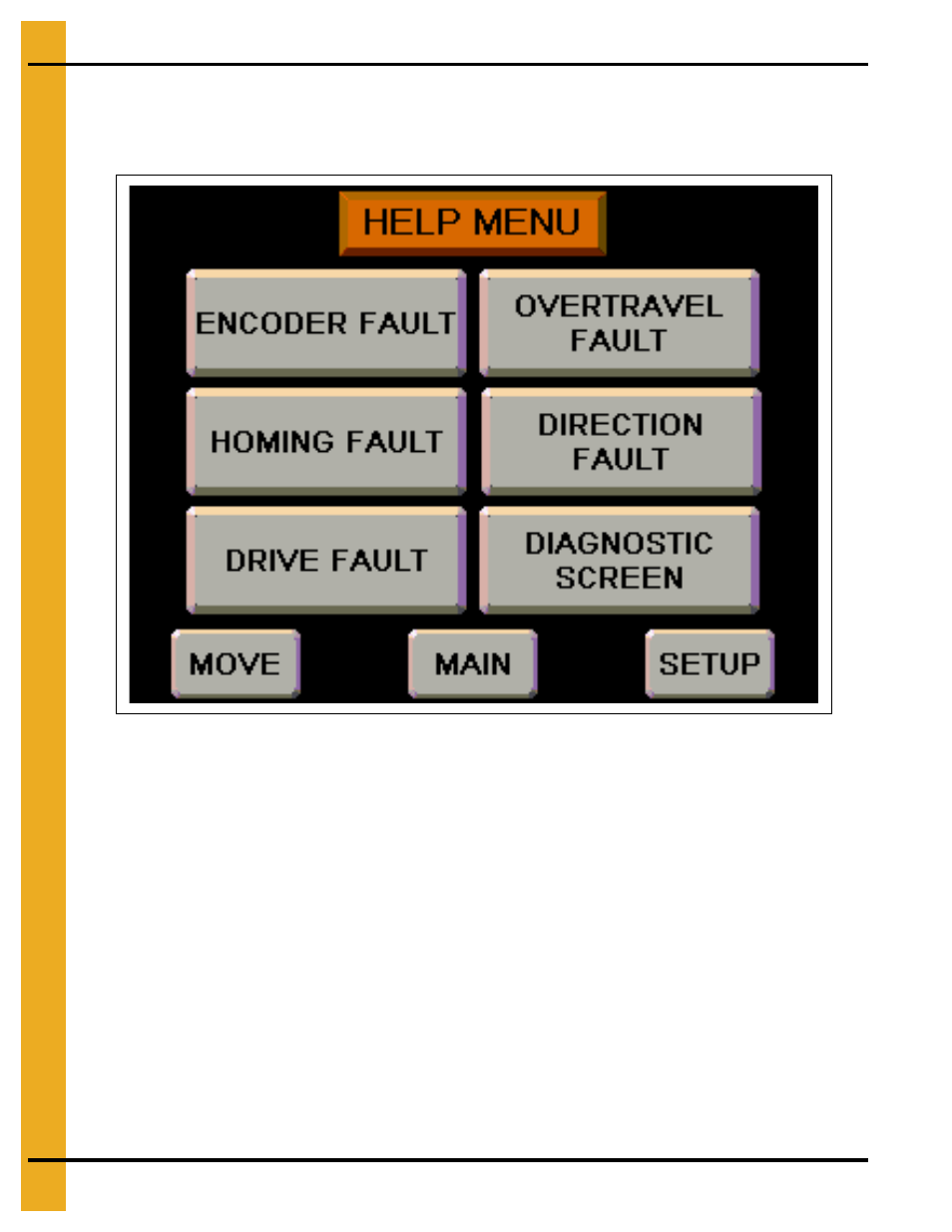 Help menu screen | Grain Systems Bucket Elevtors, Conveyors, Series II Sweeps PNEG-1895 User Manual | Page 32 / 62