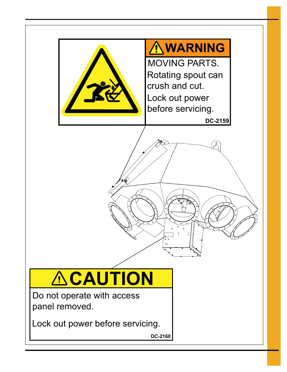 Decals, Chapter 2 decals, Caution | Warning | Grain Systems Bucket Elevtors, Conveyors, Series II Sweeps PNEG-1895 User Manual | Page 7 / 62