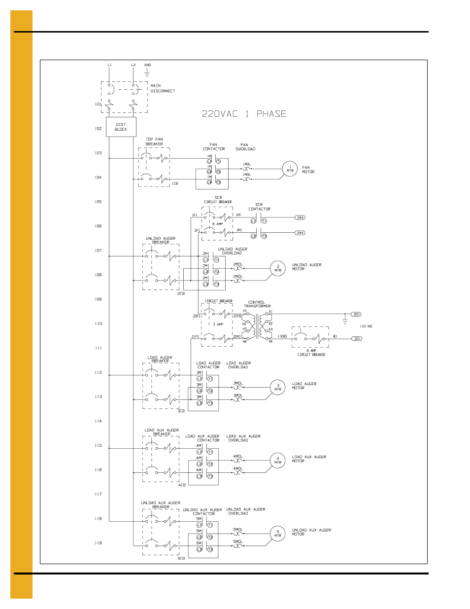 Competitor/dri-tek 220 vac 1 phase power schematic | Grain Systems PNEG-1702 User Manual | Page 104 / 142