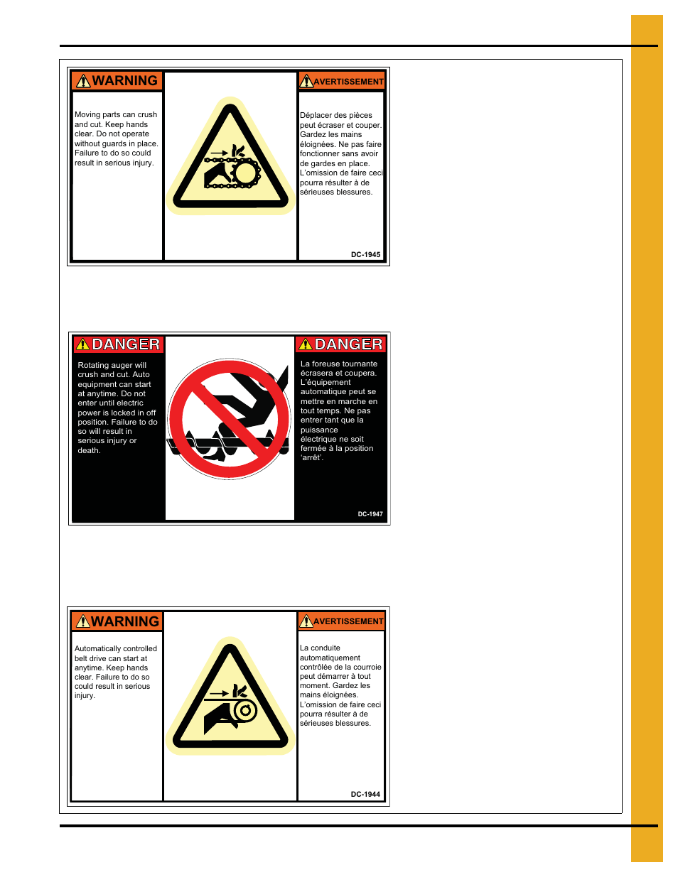 Decals, Warning | Grain Systems PNEG-1702 User Manual | Page 11 / 142