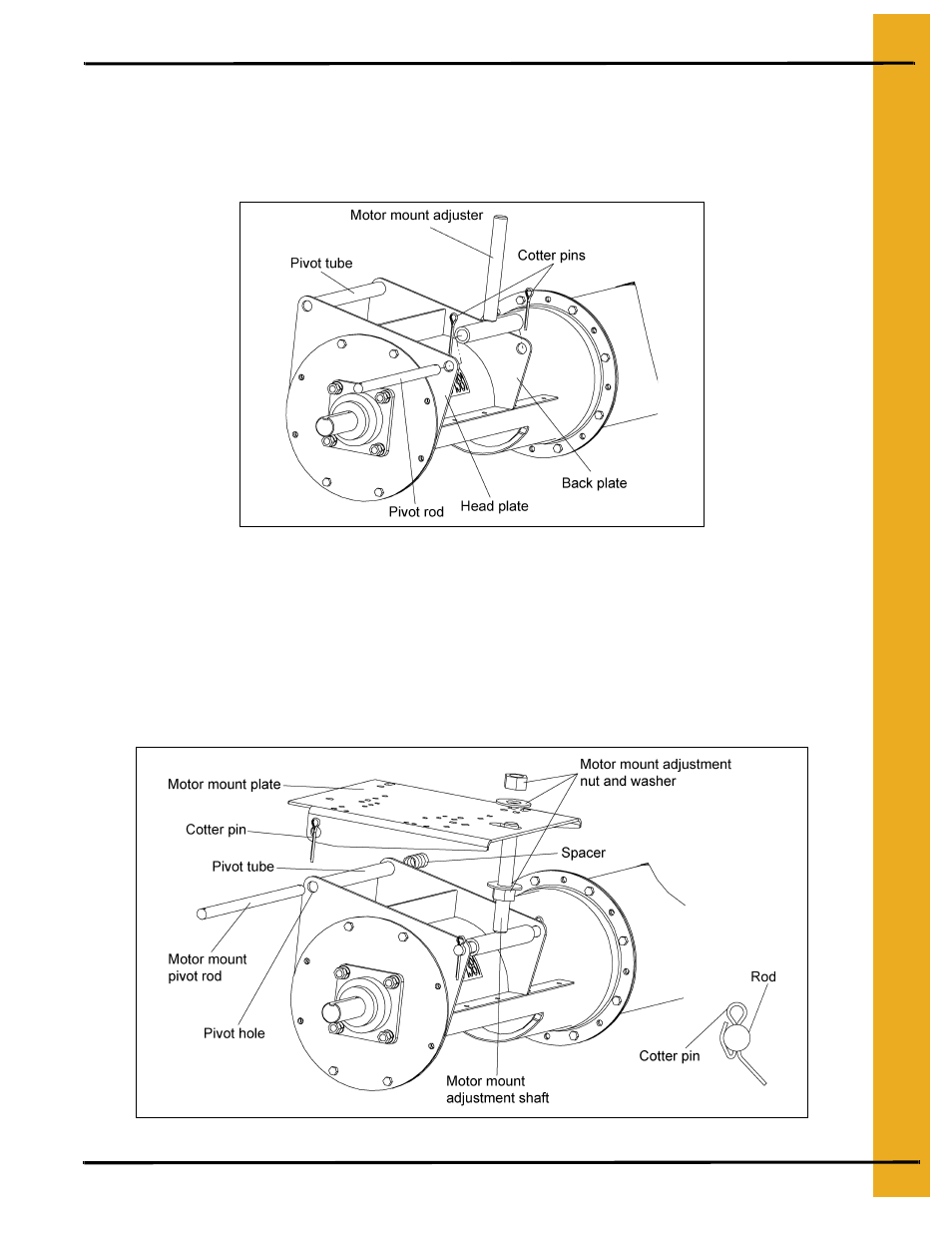 Installing the motor mount adjuster, Installing the motor mount plate | Grain Systems Custom, Utility and Bulk Tank Augers PNEG-1445 User Manual | Page 15 / 54