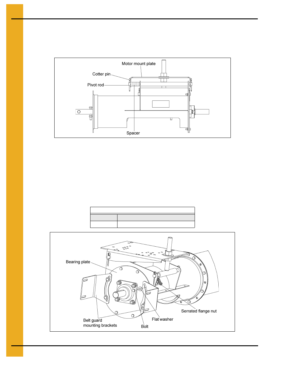 Installing the motor mount plate (continued), Installing the belt guard brackets | Grain Systems Custom, Utility and Bulk Tank Augers PNEG-1445 User Manual | Page 16 / 54