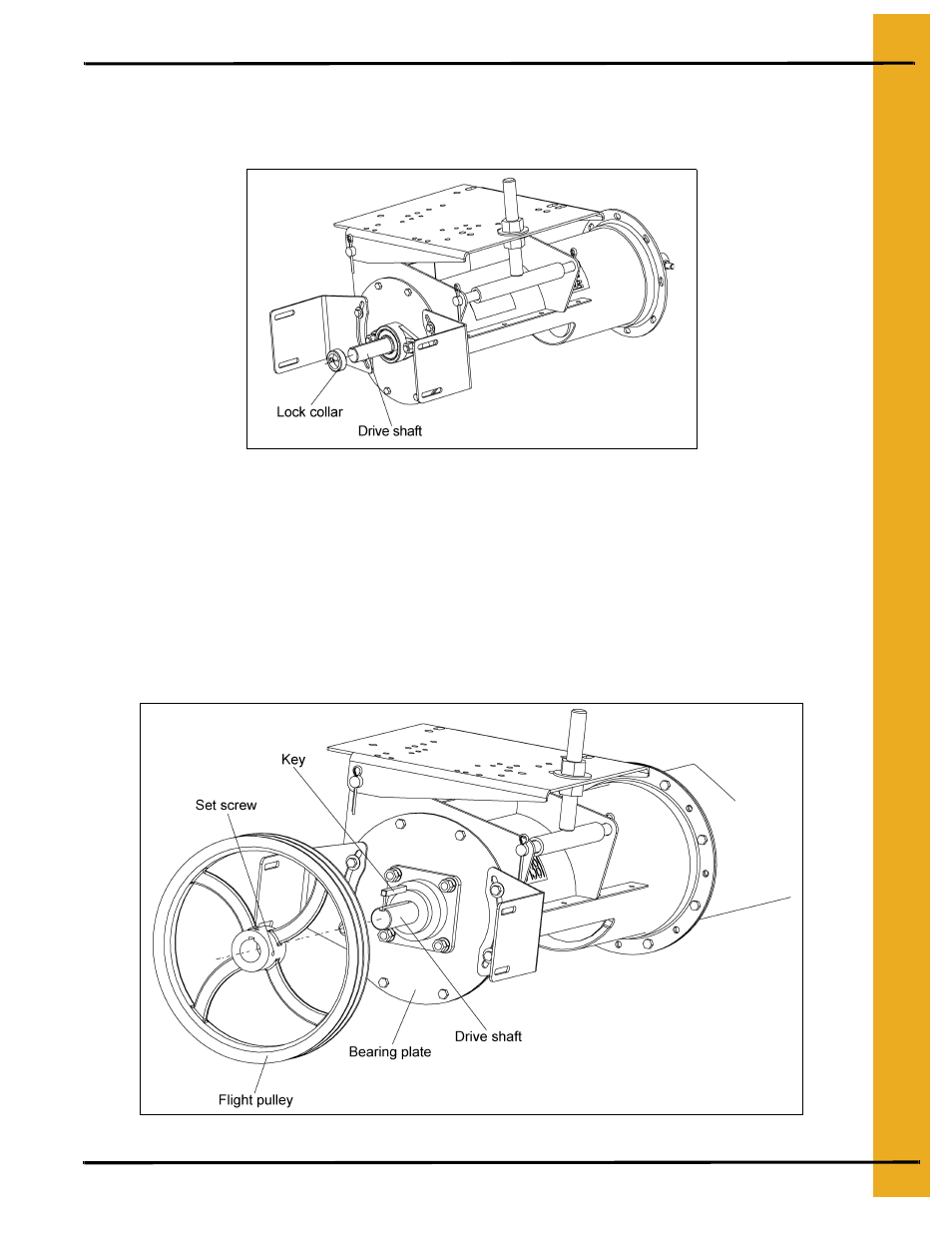 Installing the lock collar, Installing the pulley | Grain Systems Custom, Utility and Bulk Tank Augers PNEG-1445 User Manual | Page 17 / 54