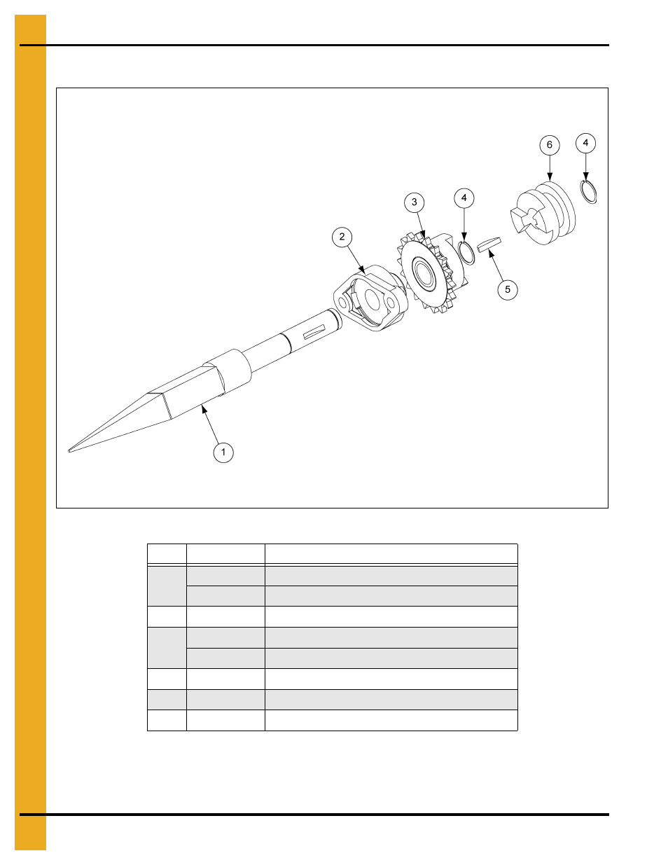 Shaft assembly, Parts list | Grain Systems Unload Augers PNEG-1421 User Manual | Page 56 / 80