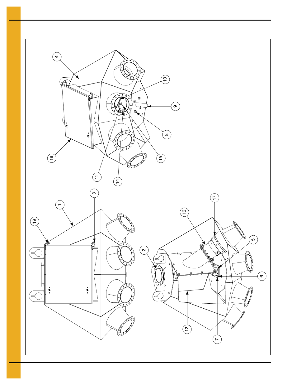 6" 4 hole, 45° distributor assembly (dfb06445g), Parts list | Grain Systems Bucket Elevtors, Conveyors, Series II Sweeps PNEG-1385 User Manual | Page 16 / 52