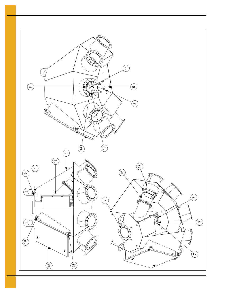 6" 6 hole, 45° distributor assembly (dfb06645g), Parts list | Grain Systems Bucket Elevtors, Conveyors, Series II Sweeps PNEG-1385 User Manual | Page 18 / 52