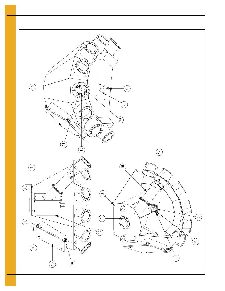 6" 8 hole, 45° distributor assembly (dfb06845g), Parts list | Grain Systems Bucket Elevtors, Conveyors, Series II Sweeps PNEG-1385 User Manual | Page 20 / 52