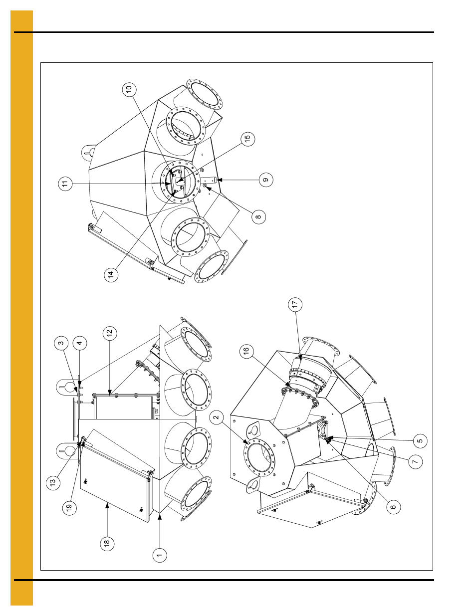 8" 6 hole, 45° distributor assembly (dfb08645g), Parts list | Grain Systems Bucket Elevtors, Conveyors, Series II Sweeps PNEG-1385 User Manual | Page 22 / 52
