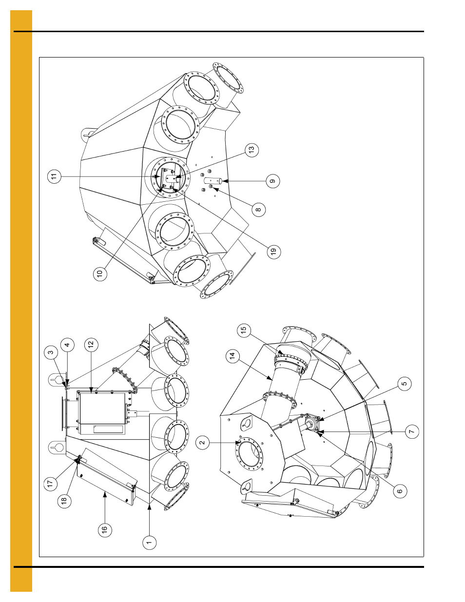 8" 8 hole, 45° distributor assembly (dfb08845g), Parts list | Grain Systems Bucket Elevtors, Conveyors, Series II Sweeps PNEG-1385 User Manual | Page 24 / 52