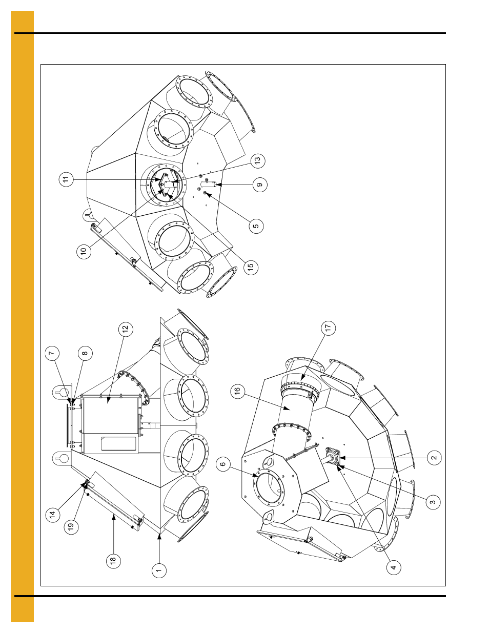 10" 8 hole, 45° distributor assembly (dfb10845g), Parts list | Grain Systems Bucket Elevtors, Conveyors, Series II Sweeps PNEG-1385 User Manual | Page 32 / 52