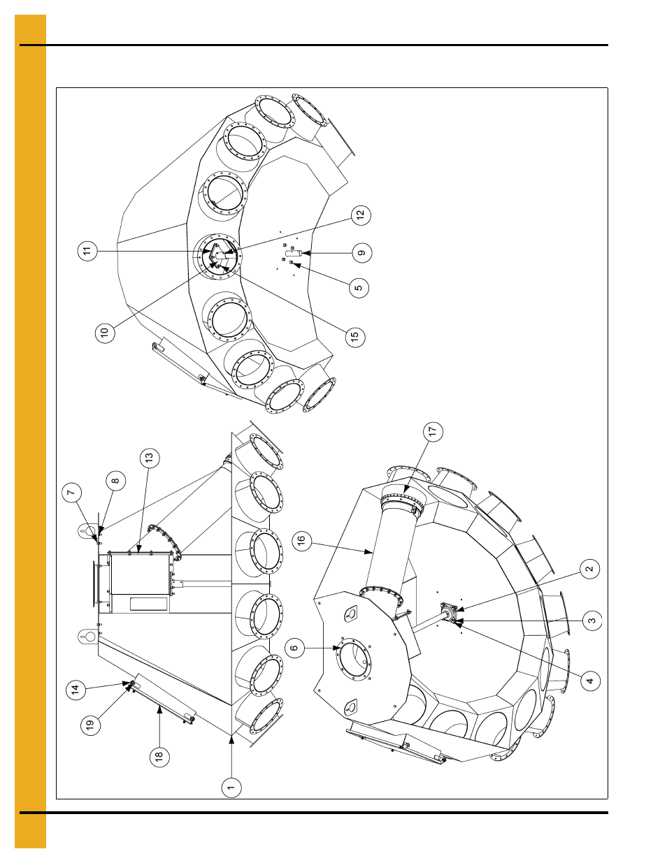 10" 10 hole, 45° distributor assembly (dfb101045g), Parts list | Grain Systems Bucket Elevtors, Conveyors, Series II Sweeps PNEG-1385 User Manual | Page 34 / 52
