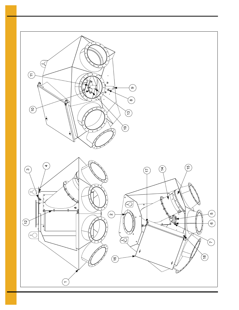 12" 4 hole, 45° distributor assembly (dfb12445g), Parts list | Grain Systems Bucket Elevtors, Conveyors, Series II Sweeps PNEG-1385 User Manual | Page 36 / 52