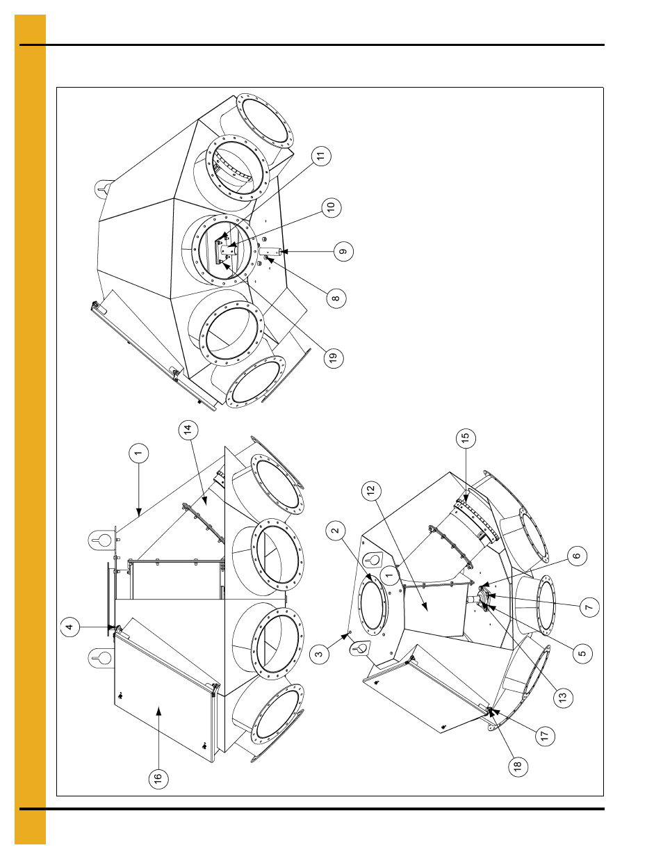 12" 6 hole, 45° distributor assembly (dfb12645g), Parts list | Grain Systems Bucket Elevtors, Conveyors, Series II Sweeps PNEG-1385 User Manual | Page 38 / 52