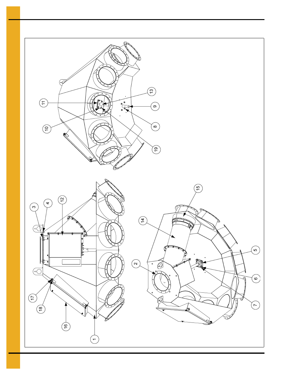 12" 8 hole, 45° distributor assembly (dfb12845g), Parts list | Grain Systems Bucket Elevtors, Conveyors, Series II Sweeps PNEG-1385 User Manual | Page 40 / 52
