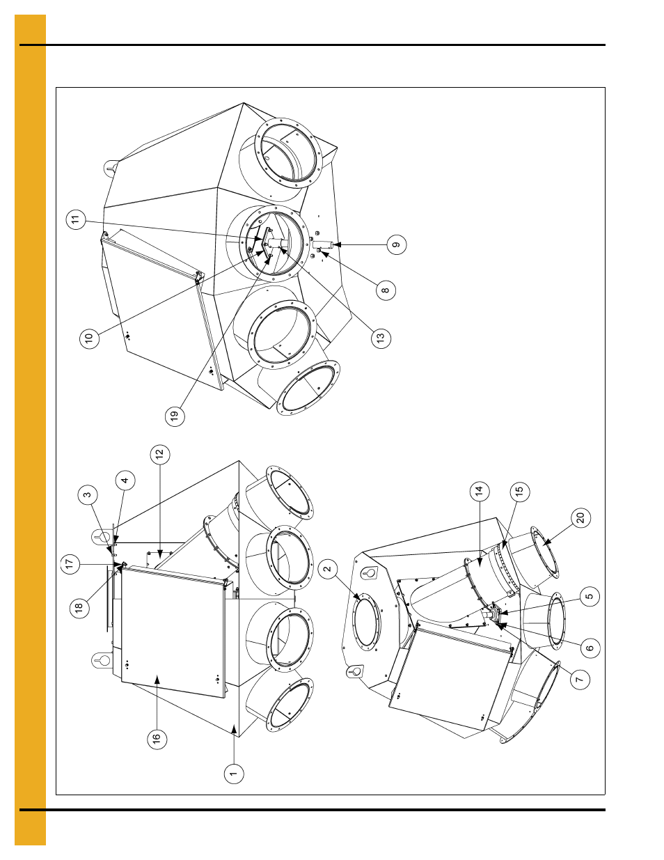 14" 4 hole, 45° distributor assembly (dfb14445g), Parts list | Grain Systems Bucket Elevtors, Conveyors, Series II Sweeps PNEG-1385 User Manual | Page 44 / 52