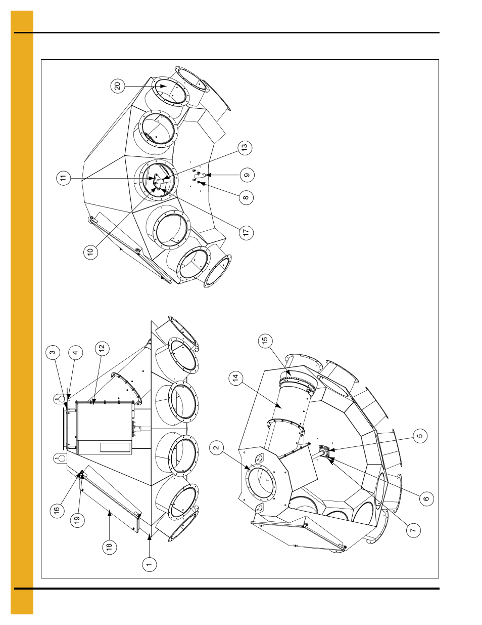 14" 8 hole, 45° distributor assembly (dfb14845g), Parts list | Grain Systems Bucket Elevtors, Conveyors, Series II Sweeps PNEG-1385 User Manual | Page 48 / 52