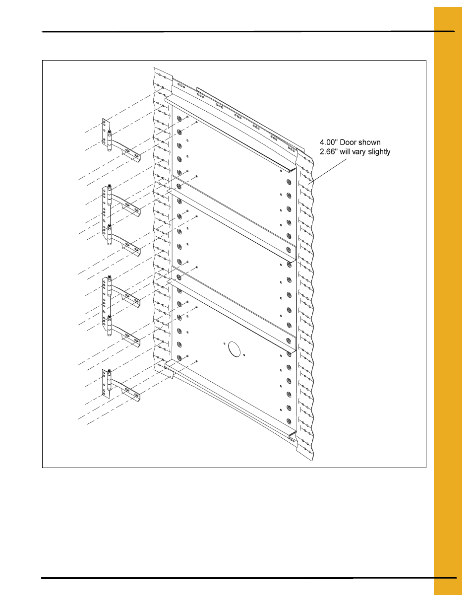 Door hinge installation instructions, Viewed from the inside of the bin | Grain Systems Bin Accessories PNEG-301 User Manual | Page 9 / 10