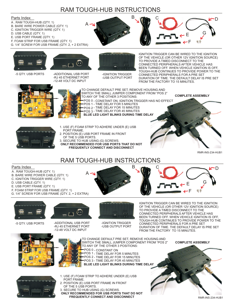 RAM Mount RAM-234-HUB1U User Manual | 1 page