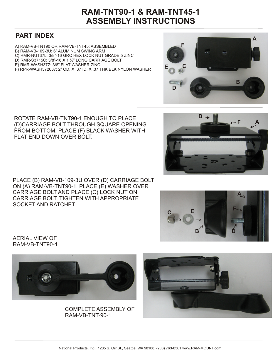 RAM Mount RAM-TNT45-1 User Manual | 1 page