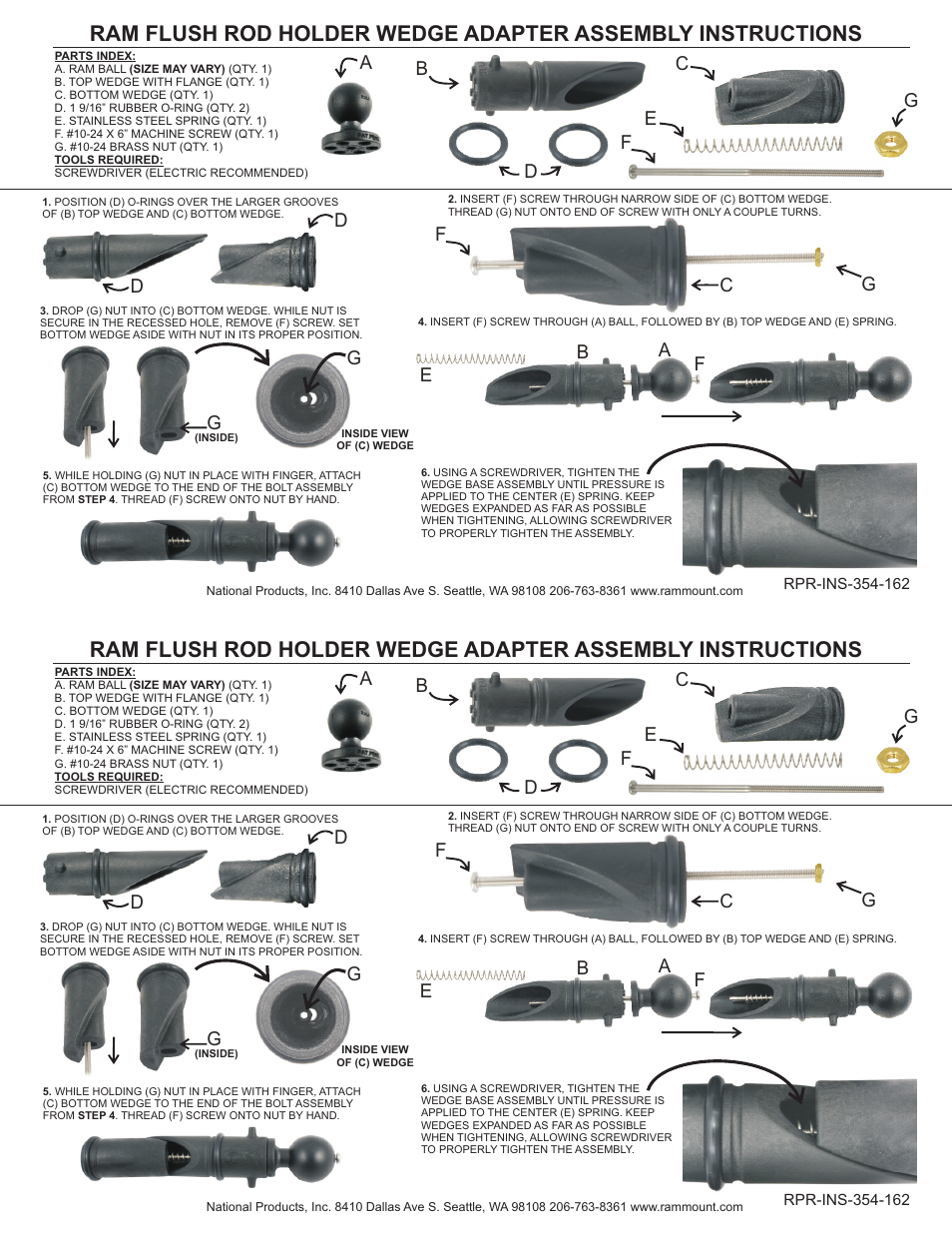 RAM Mount RAM Flush Rod Holder Wedge Adapter User Manual | 1 page