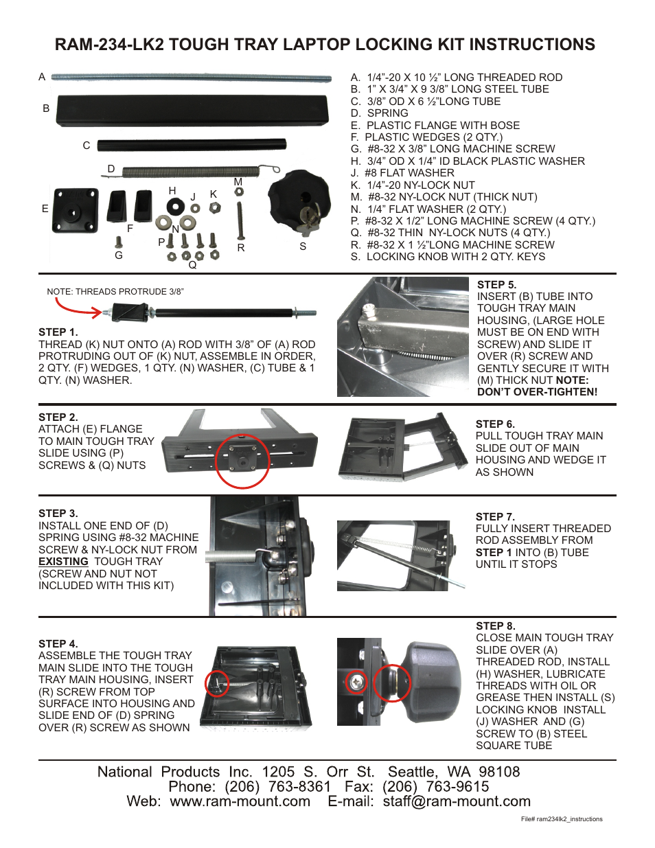 RAM Mount RAM-234-LK2 User Manual | 1 page