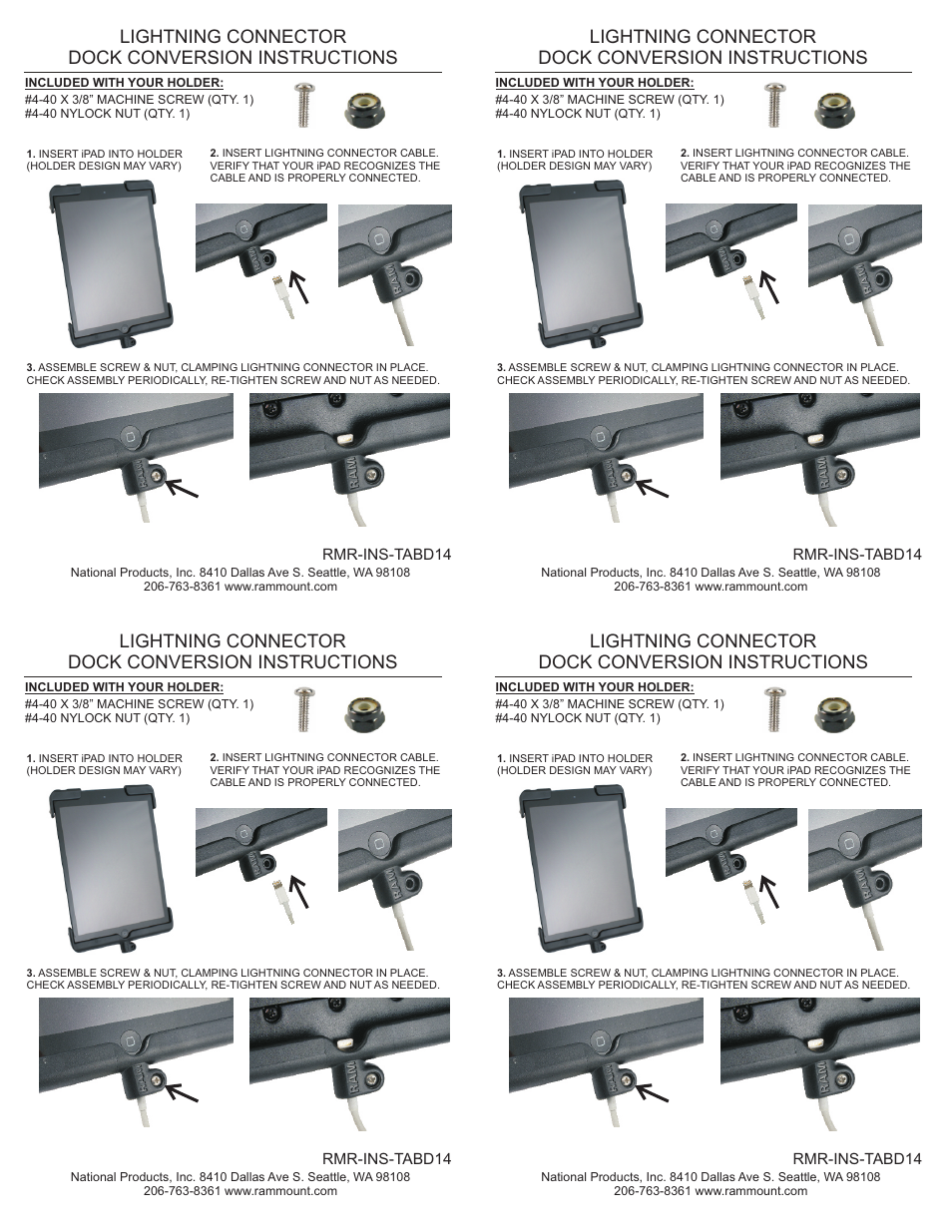 RAM Mount Lightning Connector Dock User Manual | 1 page