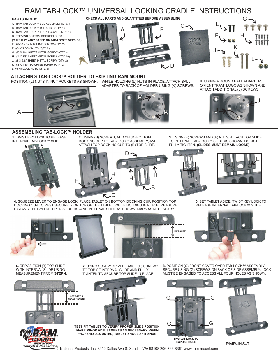 RAM Mount RAM TAB-LOCK User Manual | 1 page