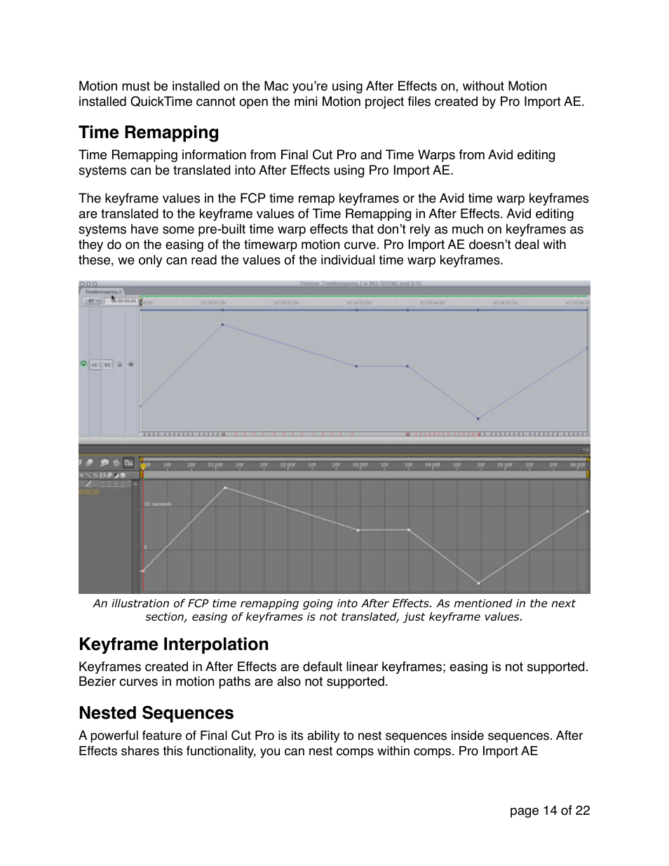 Time remapping, Keyframe interpolation, Nested sequences | Automatic Duck Pro Import AE 5.0 (Win 64-bit for CS5 or CS5.5) User Manual | Page 14 / 22