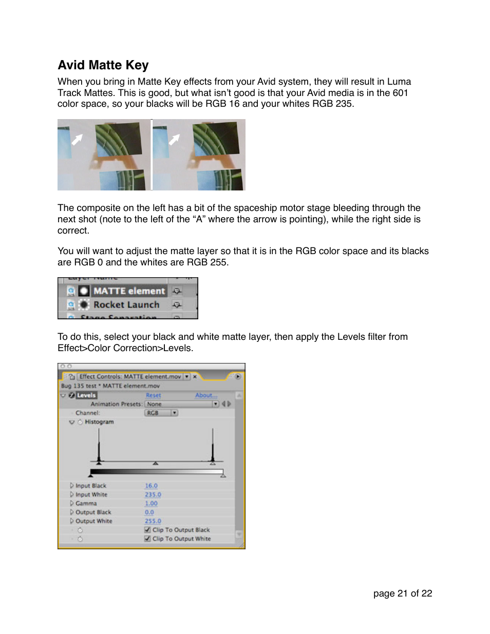 Avid matte key | Automatic Duck Pro Import AE 5.0 (Win 64-bit for CS5 or CS5.5) User Manual | Page 21 / 22