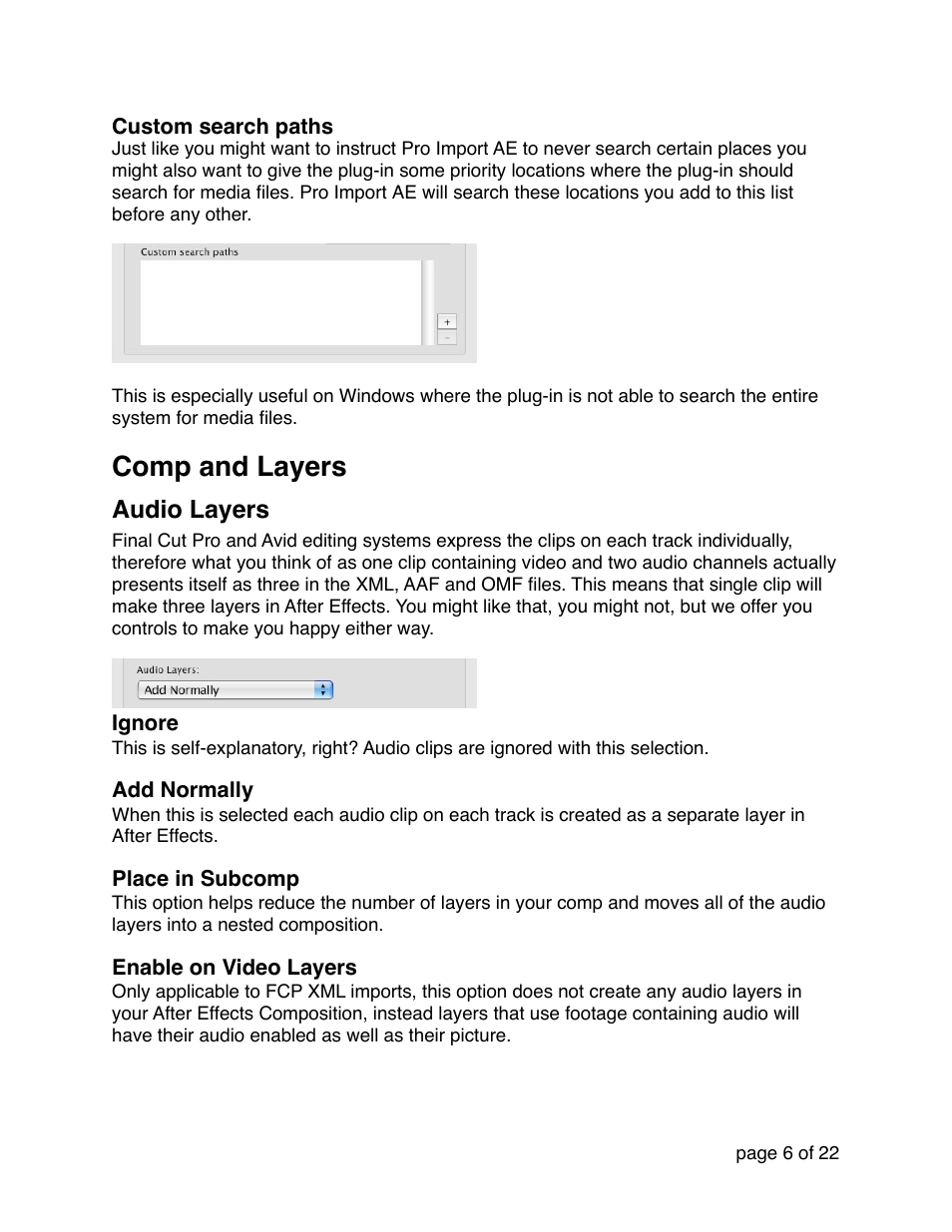 Comp and layers, Audio layers | Automatic Duck Pro Import AE 5.0 (Win 64-bit for CS5 or CS5.5) User Manual | Page 6 / 22